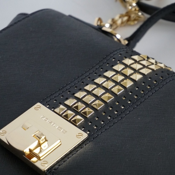 NWT Michael Kors MD Leather Satchel Shoulder Black - Picture 6 of 8